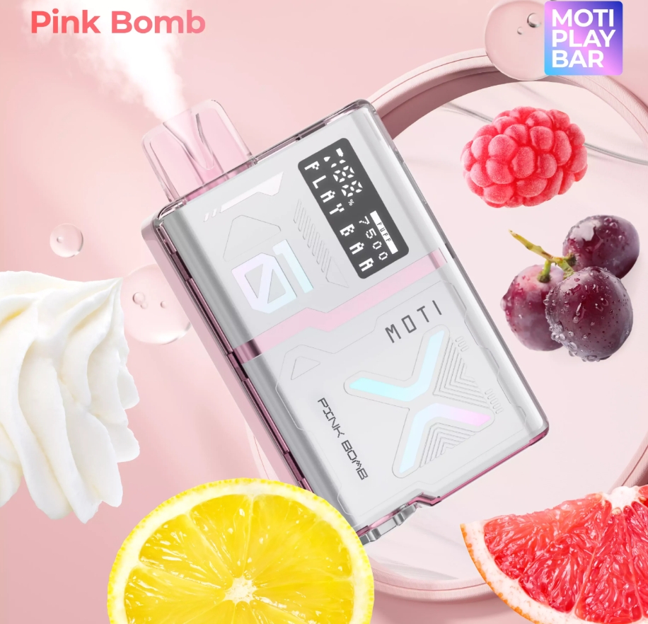 MOTI Play Bar 7500 Puffs Vape - bomba rosa: A Nova Experi&ecirc;ncia do Vaping em Portugal 2025